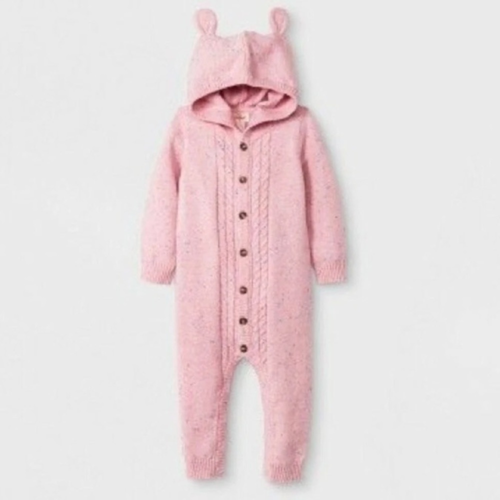 Kids-Baby Cat & Jack Blue cable knit Sweater Onesie- 6-9 months